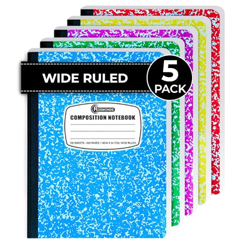 5 Pack Composition Notebooks Wide Ruled (5 Count)