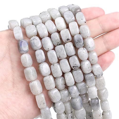 Natural Spectrolite Cuboid Stone Loose Semi Gemstone Beads for Jewelry Making 8mmx12mm 38cm (33 Count)