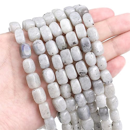 Natural Spectrolite Cuboid Stone Loose Semi Gemstone Beads for Jewelry Making 8mmx12mm 38cm (33 Count)