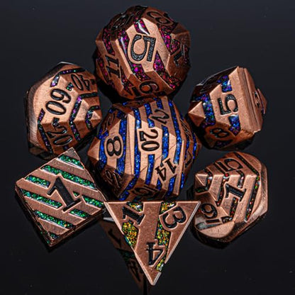DND Dice Set Dungeons and Dragons Dice d20 Metallic Stripes Dice w
