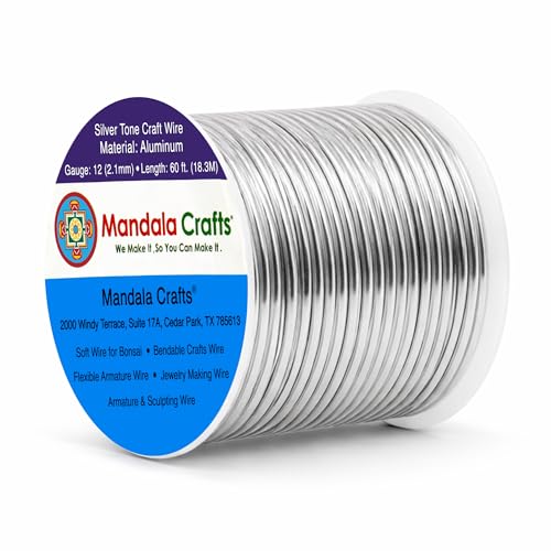 12 Gauge Silver Tone Anodized Aluminum Craft Wire (60 Foot)