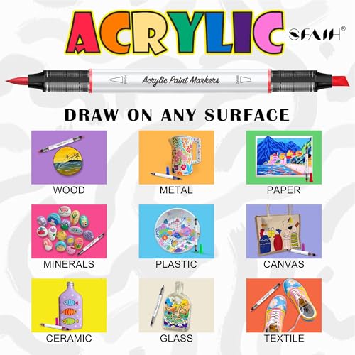36 Colors Acrylic Paint Markers Set Dual Tips (36 Count)