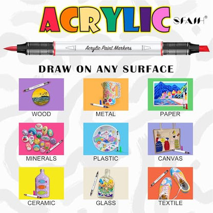36 Colors Acrylic Paint Markers Set Dual Tips (36 Count)
