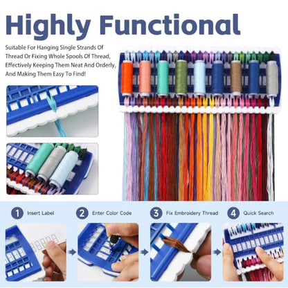 50 Position Embroidery Floss Organizer Thread Organizers with 15P Card