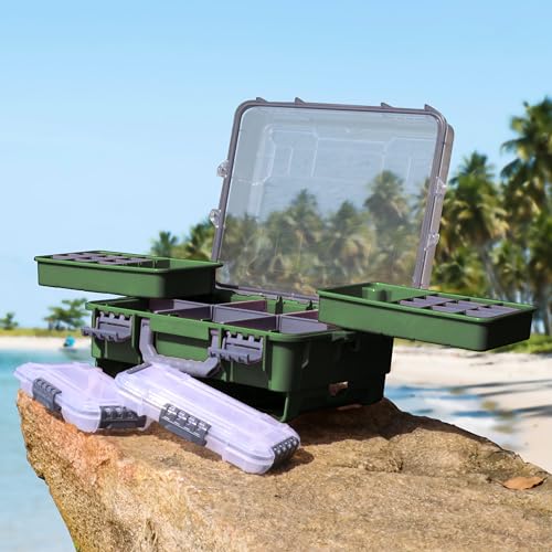 Universal Fishing Tackle Box with Two Small Tackle Tray