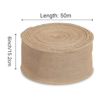 6 Inch Wide 54 Yards Burlap Ribbon (162 Feet)
