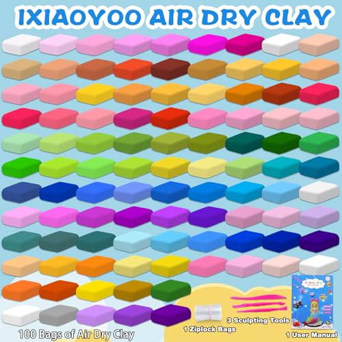 Air Dry Clay 100 Colors Foam Modeling Clay for School Projects (100 Count)