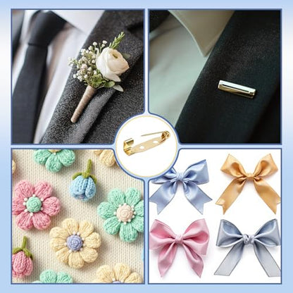 100 Pcs Brooch Pin Backs Bar Pins Backs for Crafts Safety Clasp with Plastic Box (100 Count)