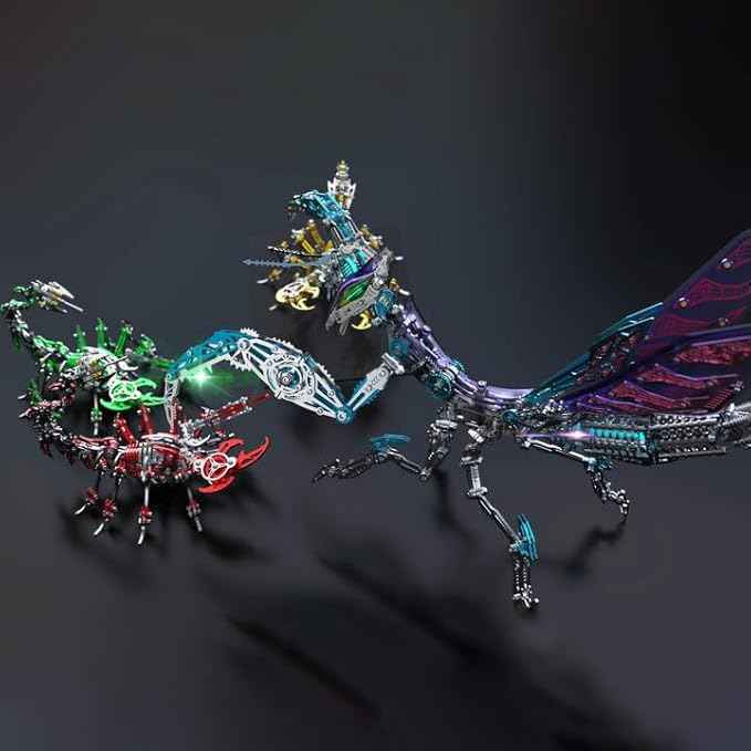 Metalkitor 3D Metal Puzzles for Adults, Giant Mantis Model Kit - Steampunk DIY Ornament - Assembly Jigsaw Crafts Brain Teaser - Perfect Room Decor and Gift Choice(1200+PCS, Purple)