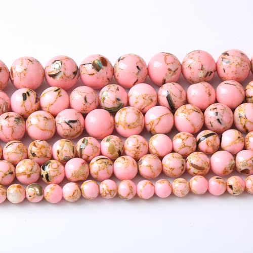 45PCS 8MM Natural Pink Shell Turquoise Beads for Jewelry Making with Mother