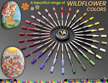 28 Wildflower Colors Acrylic Paint Pens Studio Color Series Markers Set 0.7mm Extra Fine Tip (28 Count)