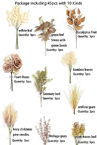 Artificial Greenery Stems Combo Box Set (45 Count)