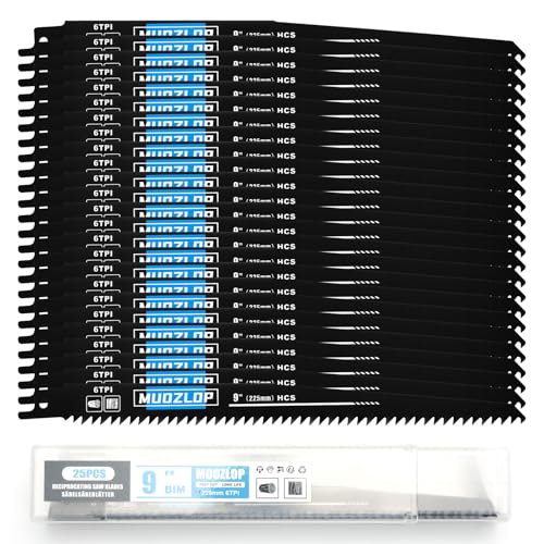 25Pack 9inch 6TPI Woodcutting Reciprocating Saw Blades Set (25 Count)