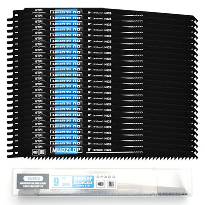 25Pack 9inch 6TPI Woodcutting Reciprocating Saw Blades Set (25 Count)