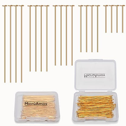 150pcs 18K Gold Filled Flat Head Pins Non Tarnish Craft Earring Bracelet Jewelry Making Accessories Supplies (150 Count)
