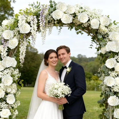 Artificial Flowers Foam Fake Roses 25pcs White Roses with Stems for Home Decor DIY Wedding Bouquets Party Bridal Shower Centerpieces Faux Flower Arrangements Tables Decorations (25 Count)