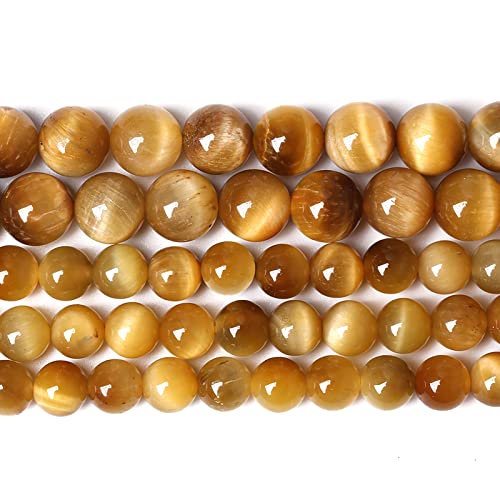 10mm 38pcs Natural Gemstone Gold Tiger Eye Beads Round Spacer Loose Beads for Jewelry Making DIY Bracelet Necklace 15" Inch (16 Count)