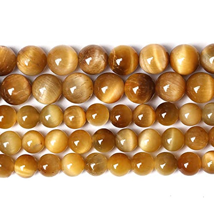 4mm 90pcs Natural Gemstone Gold Tiger Eye Beads Round Spacer Loose Beads for Jewelry Making DIY Bracelet Necklace 15" Inch