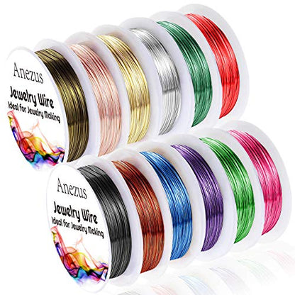 12 Rolls Jewelry Wire Craft Wire Tarnish Resistant Beading Wire for Jewelry Making Supplies (132 Foot)