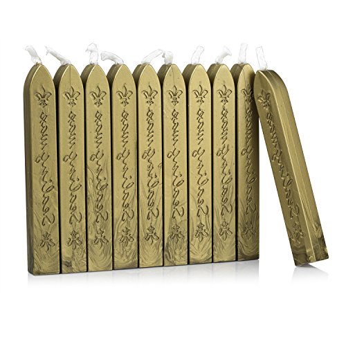 Sealing Wax Stick with Wick Flower De Luce of France Retro 10 Pieces Pack (10 Count)