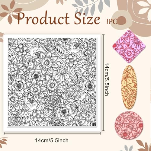 Abstract Flowers Geometric Flowers Silicone Texture Stamp Polymer Clay Molds DIY Clay Texture Tools for Clay Pottery Earring Jewelry Making Stamp Engraving Machines