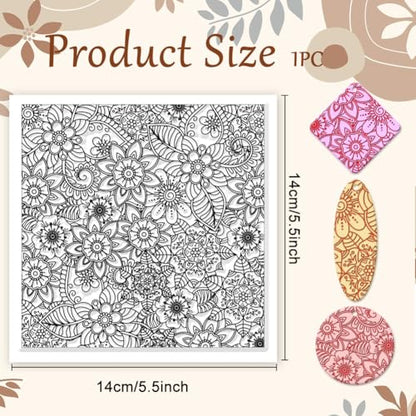Abstract Flowers Geometric Flowers Silicone Texture Stamp Polymer Clay Molds DIY Clay Texture Tools for Clay Pottery Earring Jewelry Making Stamp Engraving Machines