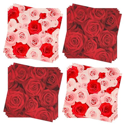Paper Napkins 80 Pack 2 Ply Floral Beverage Luncheon Dinner Paper Napkins Flower Print Disposable Napkins for Wedding Anniversary Celebrations (80 Count)