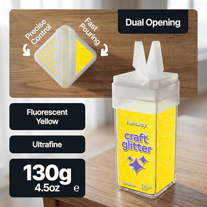 Craft Glitter Shaker Fluorescent Yellow 110g Ultrafine (4.6 Ounce)