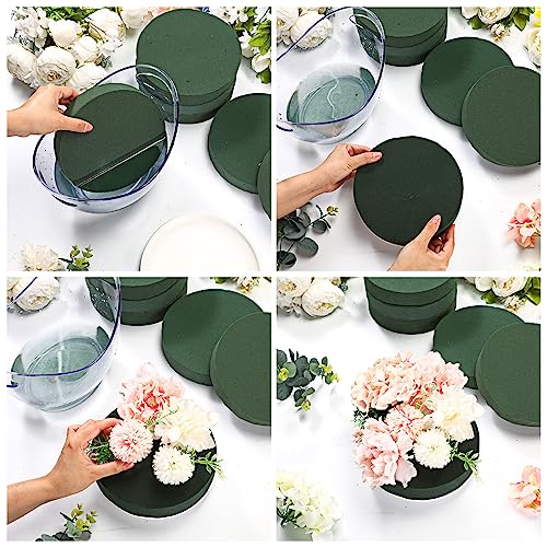 12 Pieces Round Floral Foam Wet Green Flower Foam DIY Flower Arrangement Kit for Aisle Wedding Party Decoration