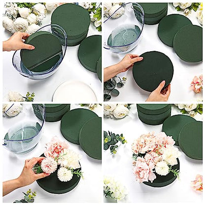 12 Pieces Round Floral Foam Wet Green Flower Foam DIY Flower Arrangement Kit for Aisle Wedding Party Decoration