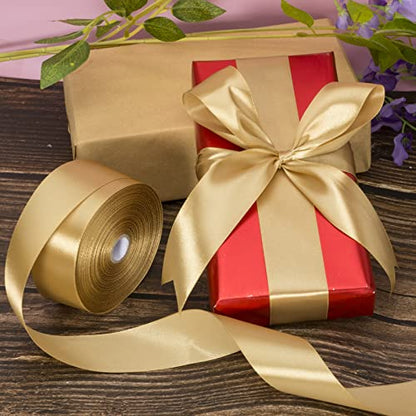 1 1 2 Inch Champaign Gold Solid Satin Ribbon for Gift Wrapping 50 Yds (150 Foot)