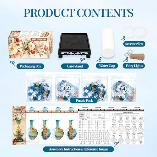 3D Puzzle Vase for Adults with 164 Plastic Pieces (164 Count)