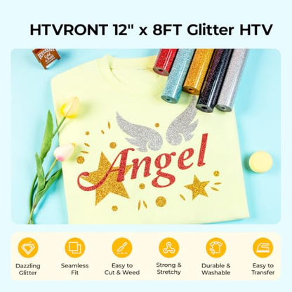 Neon Yellow Glitter HTV