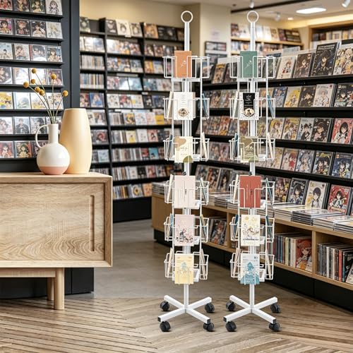 2Pcs 24 Pockets Rolling Postcard Card CD Rack Brochures Display Stand (2 Count)