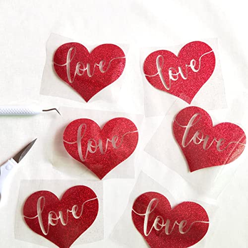 Red Glitter HTV Heat Transfer Vinyl Bundle 8 sheets (8 Count)