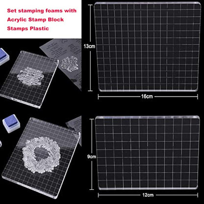 8 Pcs Stamping Foam Grey Moldable Foam with Acrylic Stamp Block Stamps Plastic Pad Cut and Dry Foam Stamping Foam Block for Sculpture