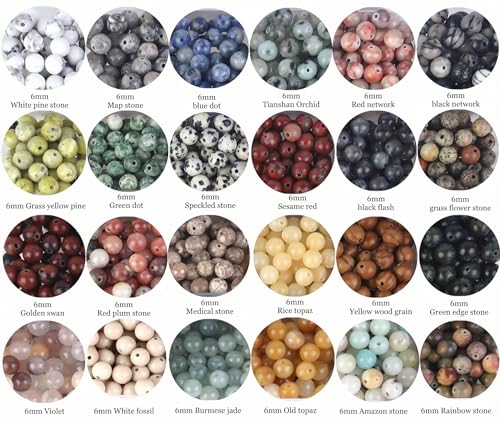 1200Pcs 6mm Natural Stone Beads