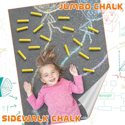 40 Pcs Sidewalk Chalks for Kids Non Toxic Jumbo Chalk for Party Gift Outdoor Art Classroom Play Painting (40 Count)