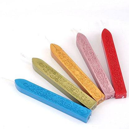 5Pcs Mix Colors Sealing Wax Sticks with Wicks for Wax Seal Stamp (5 Count)