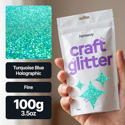 Craft Glitter Turquoise Blue Holographic 100g Fine Glitter (3.5 Ounce)