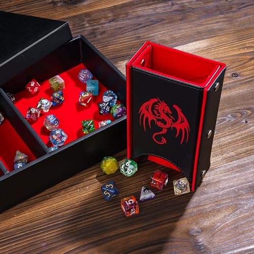 4-in-1 D&D Storage Dice Box Portable Rolling Tray for Tabletop Games (35.2 Ounce)