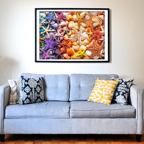 Colorful Rainbow of Starfish & Seashells 1000 Pieces Large Format Jigsaw Puzzle for 13+