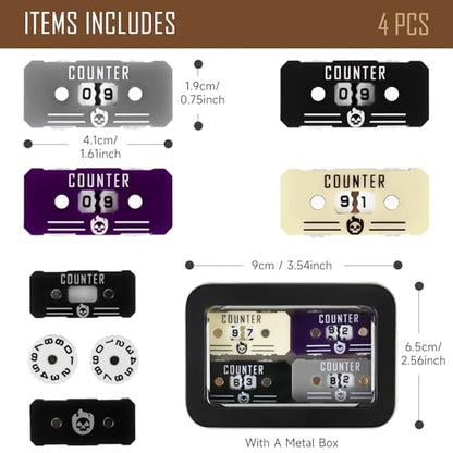 4Pcs MTG Life Counter Twin Digits with Metal Box