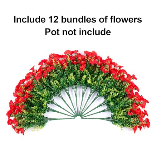 Artificial Flowers Fake Plants for Outdoors Decoration (12 Count)