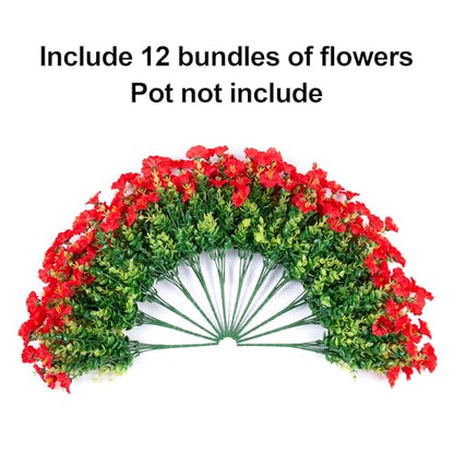 Artificial Flowers Fake Plants for Outdoors Decoration (12 Count)