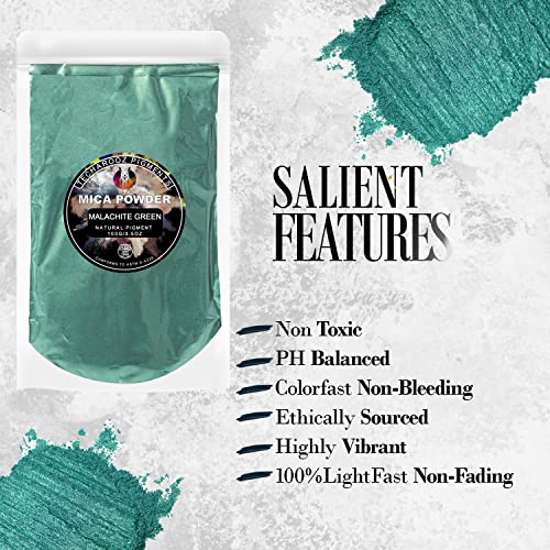 Malachite Green Mica Powder for Epoxy Resin 100g (3.5 Ounce)
