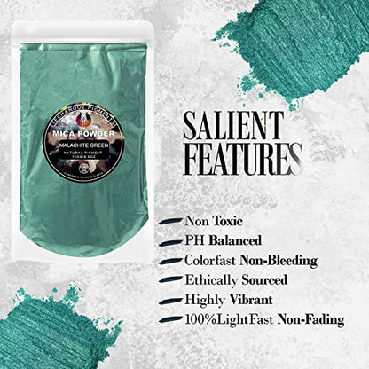 Malachite Green Mica Powder for Epoxy Resin 100g (3.5 Ounce)