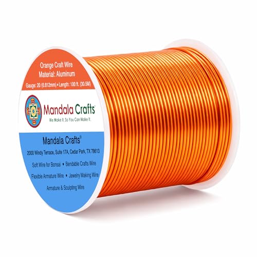 20 Gauge Orange Anodized Aluminum Craft Wire (100 Foot)