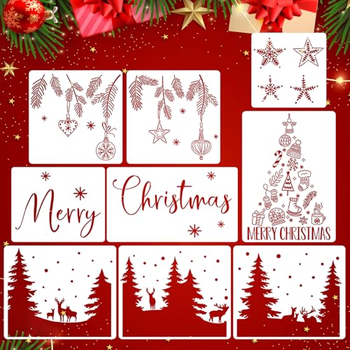 Christmas Window Stencils Christmas Stencils for Crafts Reusable (9 Count)