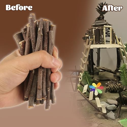 600PCS 4.5 inch Wood Log Sticks for Crafts (600 Count)